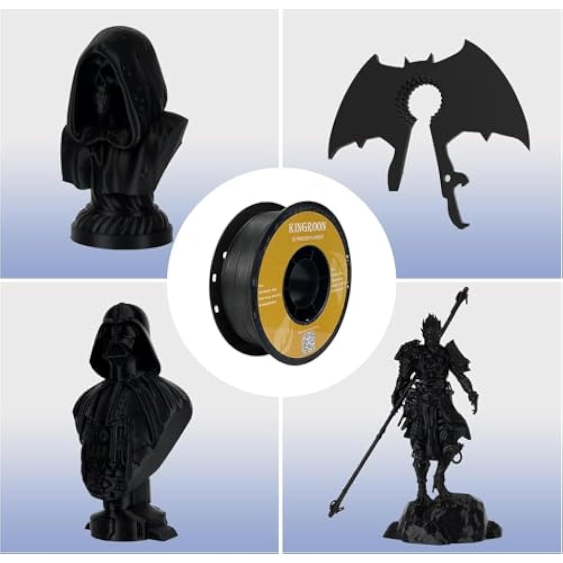 Kingroon PLA 3D Printer Filament,Single and Tri Color Pla Filament,10 Rolls,Dimensional Accuracy +/- 0.02 mm, 10 kg Spool(22lbs) 1.75 mm Filament…