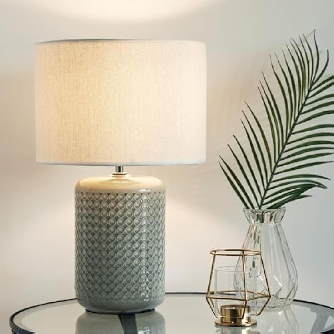 Pauleen 48020 Go for Glow max. 20W for E27 Bedside Table luminaire Green Beige 230V Ceramic/Fabric Without lamp