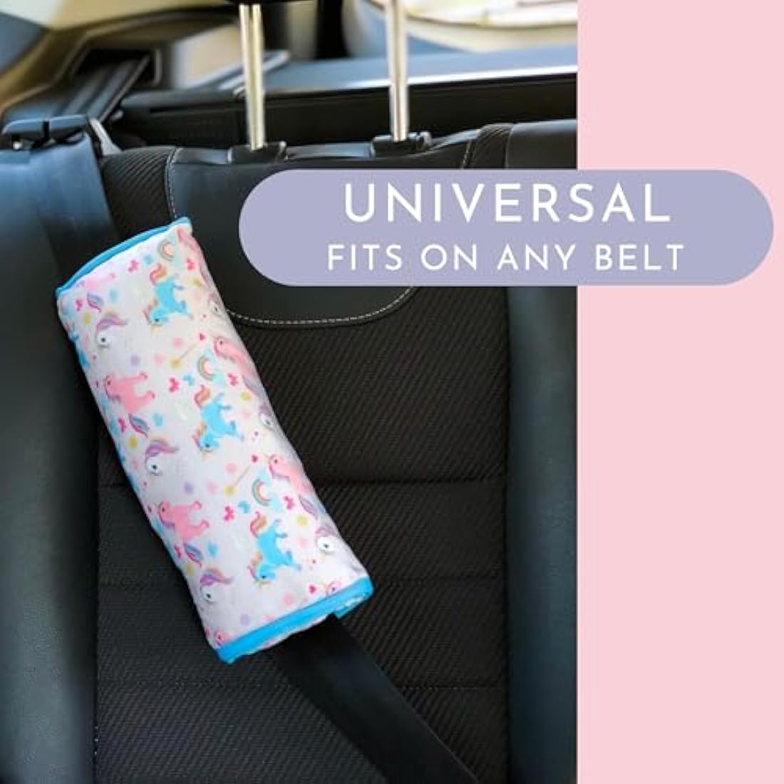 HECKBO magic unicorn car seatbelt pillow for children - machine washable - girl boy kids children soft car seat belt cover sleeping pillows protection car travel pillow cushion vacation