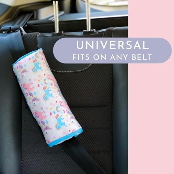HECKBO magic unicorn car seatbelt pillow for children - machine washable - girl boy kids children soft car seat belt cover sleeping pillows protection car travel pillow cushion vacation