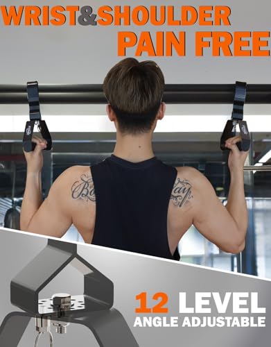 Fitarc Pull Up & Lat Pull Down Grip, 12-Level Adjustable, Wrist-Friendly Deadlift Handle, 2pcs, Patented
