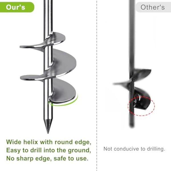 Insaga Tent Peg, 76cm Heavy Duty Ground Anchor Large Metal Earth Stake Spiral Blade Screw in Trampolines Spike for Swing Set/Camping/Shed/Dog/Carport with 37cm Fixed Chain, 2 Pack