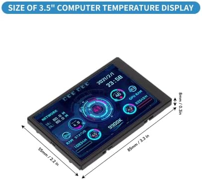 GOWENIC 3.5in Mini IPS Screen, Portable USB C AIDA64 CPU RAM Data Monitor Computer Temperature Display PC Sensor Panel Display, 360° Rotation, Only Support for Windows System