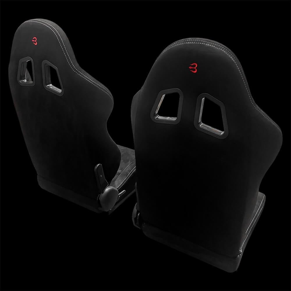 Set of Barbarian Reclining Bucket INDY Racing Seats for Focus Mk2 (All Models) Ford, Black Suede, Track, Race, Drift