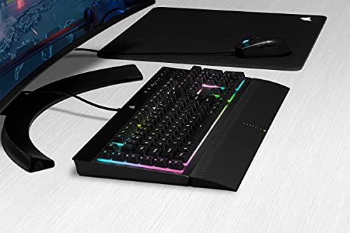 CORSAIR K55 RGB PRO Membrane Wired Gaming Keyboard – IP42 Dust and Spill-Resistant – 6 Macro Keys with Elgato Integration – iCUE Compatible – QWERTY UK – PC, Mac, Xbox – Black