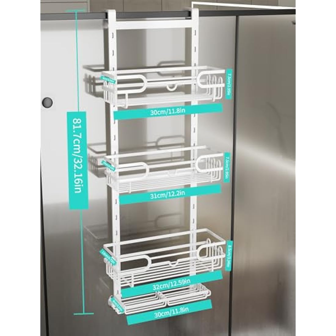 HapiRm Over The Door Shower Caddy - with 2 Soap Holders, 4 Tier Adjustable Hanging Shower Caddy Bathroom Shelf with 22 Hooks, Rustproof Easy Installation Shower Organizer Hanging for Bathroom