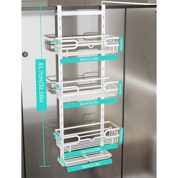 HapiRm Over The Door Shower Caddy - with 2 Soap Holders, 4 Tier Adjustable Hanging Shower Caddy Bathroom Shelf with 22 Hooks, Rustproof Easy Installation Shower Organizer Hanging for Bathroom