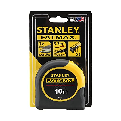 STANLEY Tape Measure Blade Armor 8 M Metric Shock Resistant with Mylar Coating and Cushion Grip 0-33-728