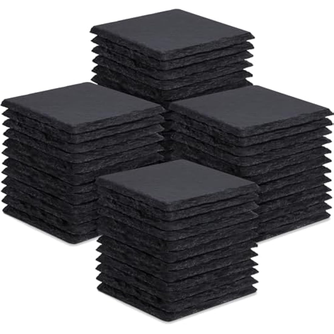 48 Pieces Slate Drink Coasters, GOH DODD 4 Inch Black Coasters Stone Coaster Set, Laser Engraving Blanks with Anti-Scratch Bottom for Home Office Kitchen Housewarming Gifts Wedding Party, Square