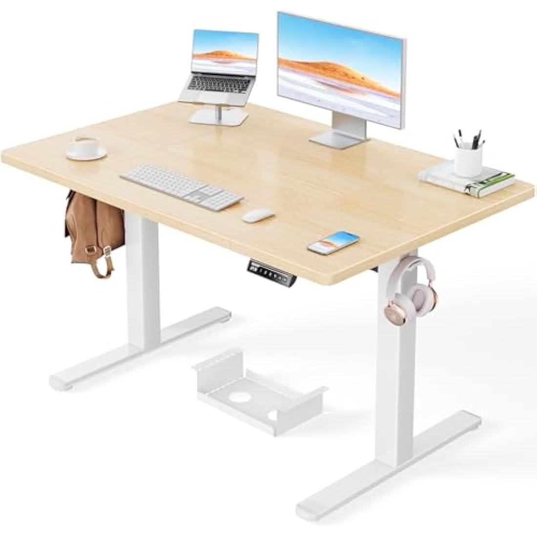 ErGear Electric Standing Desk-120 x 80 cm-100kg Load Capacity Height Adjustable Desk with Advanced Brushless Motor,Quiet Operation, Sturdy Metal Frame,Four-part Tabletop