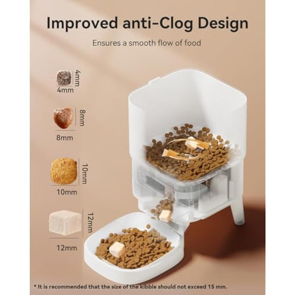 APETDOLA Automatic Cat Feeder, 4L Pet Food Dispenser with Timer, Cat Feeder with 1-6 Meals per Day, Dual Power Supply (AC/DC), Voice Recorder, Automatic Feeders for Cats and Puppy - FD30 (White)