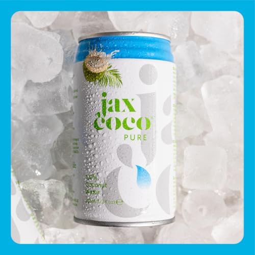 JAX COCO | 100% Pure Coconut Water | No Added Sugar, Low Calorie | Convenient On-the-Go Cans | Fresh from Volcanic Philippines regions | 24x 330ML Cans