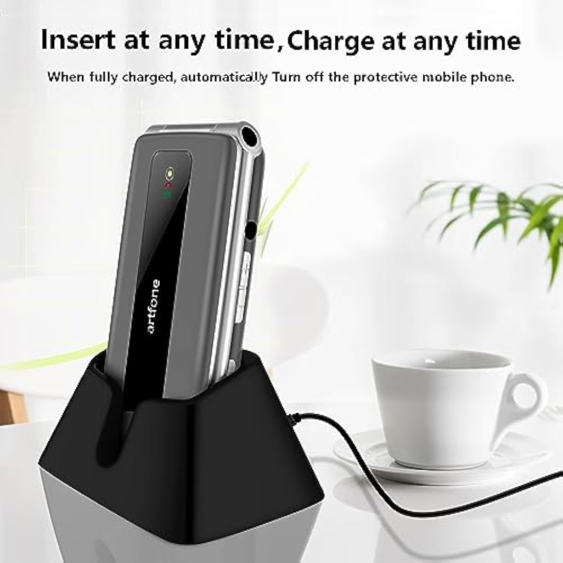 artfone F30 4G Unlocked Basic Mobile Phone for Seniors丨Flip Phone丨SIM Free Big Button Senior Mobile Phone丨2.4" Display丨 SOS Button丨Speed Dial丨Charging Dock丨FM丨Torch丨1300mAh Battery - Silver Grey