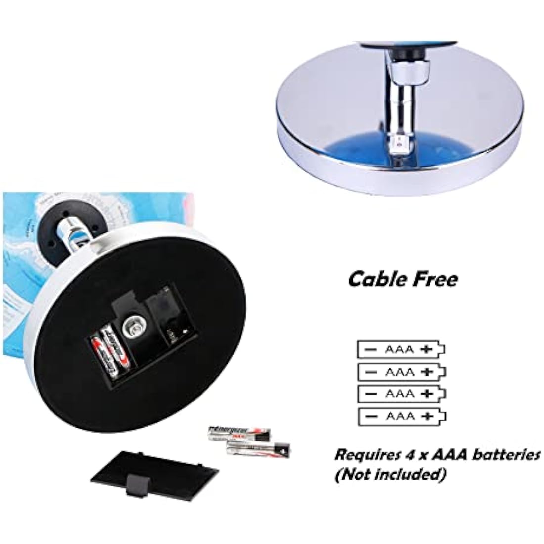 EXERZ 23 cm illuminate globe metal base - Italian Map - student globe with wire-free LED lighting, political map (time of day), constellation stars (night)