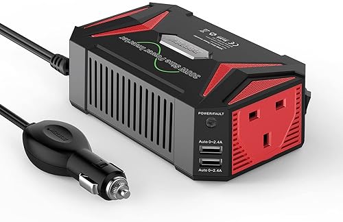 BESTEK 300W Pure Sine Wave Power Inverter 12V to 240V 230V with 4.8A Dual Smart USB Ports Car Adapter Charge Your Laptop iPad iPhone Tablet Consoles & More