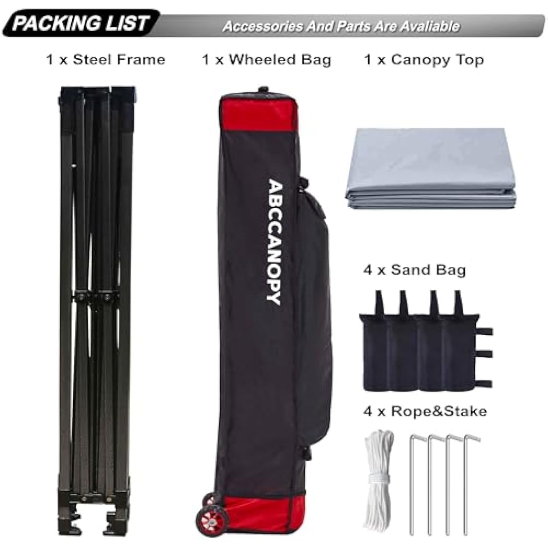 ABCCANOPY 3x3M Heavy Duty Pop Up Gazebo With Upgraded Roller Bag, 4 Weight Bags, Stakes and Ropes(Grey)