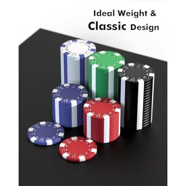 HEITOK Poker Chips, 500PCS Poker Chip Set with Aluminum Travel Case, Waterproof of 11.5 g Poker Set for Texas Holdem Blackjack Gambling