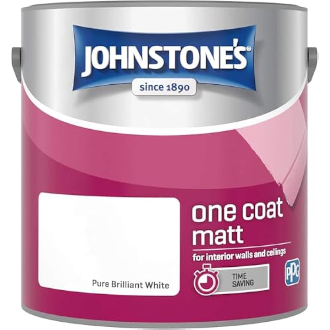 Johnstone's One Coat Matt Emulsion Paint - Pure Brilliant White 2.5L