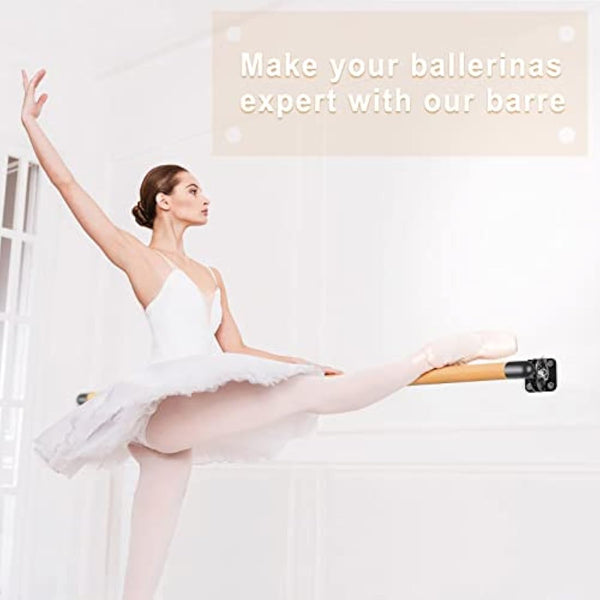 Dolibest 100-300cm Ballet Barre, Adjustable Wooden Dance Stretching Bar Wall Mounted Home Barre Workout Equipment with Metal Support Bracket Holder for Girls Kids and Adults, 4cm Diameter