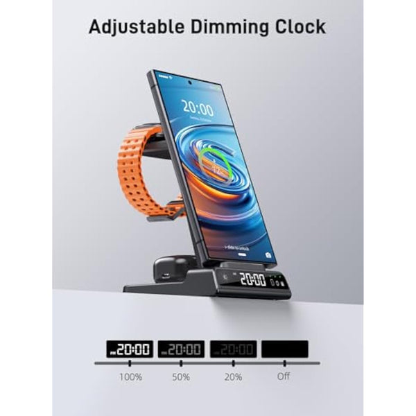 Wireless Charger for Samsung Galaxy S25 Ultra Watch 7 Ultra, Samsung Charger for Galaxy Watch 6 5, 3 in 1 Android Phone Charging Station for S24 Z Flip 6 Galaxy Buds Pro 2
