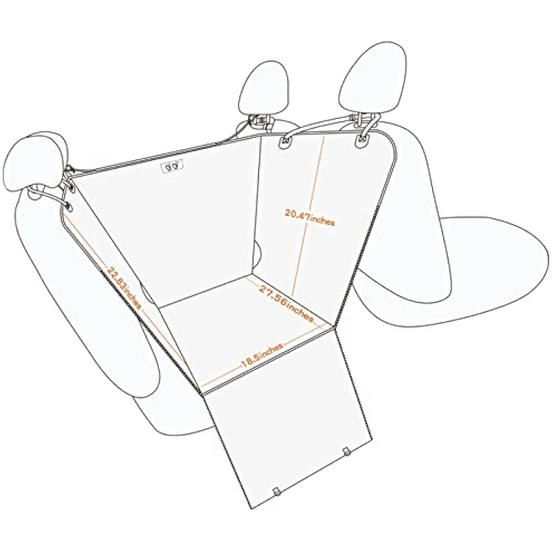 njnj Dog Car Seat Cover for Back Seat - Waterproof Dog Half Hammock for Cars,Scratchproof Pet Backseat Protector,Perdurable,Non-Slip Booster Seat for Small,Medium and Large Dogs