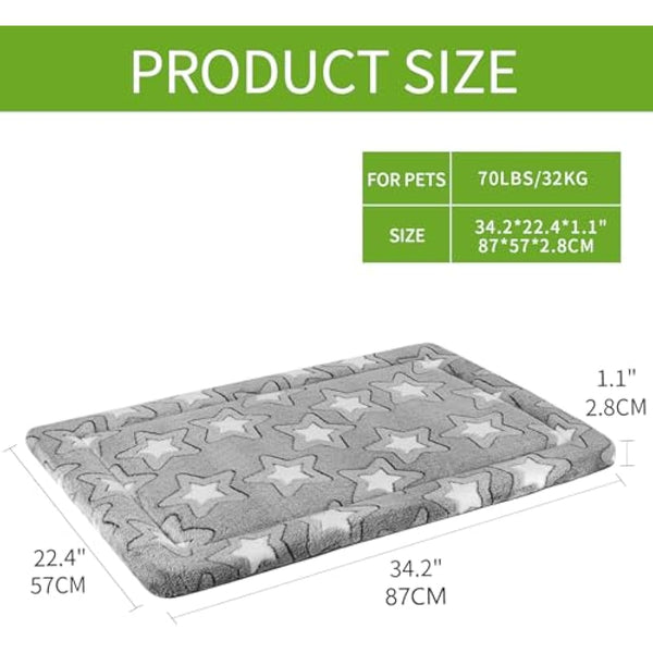 EMPSIGN Large Dog Bed Washable Reversible Cool and Warm Mattress for Crate with Removable Cover, Grey, 92x61x2.8cm