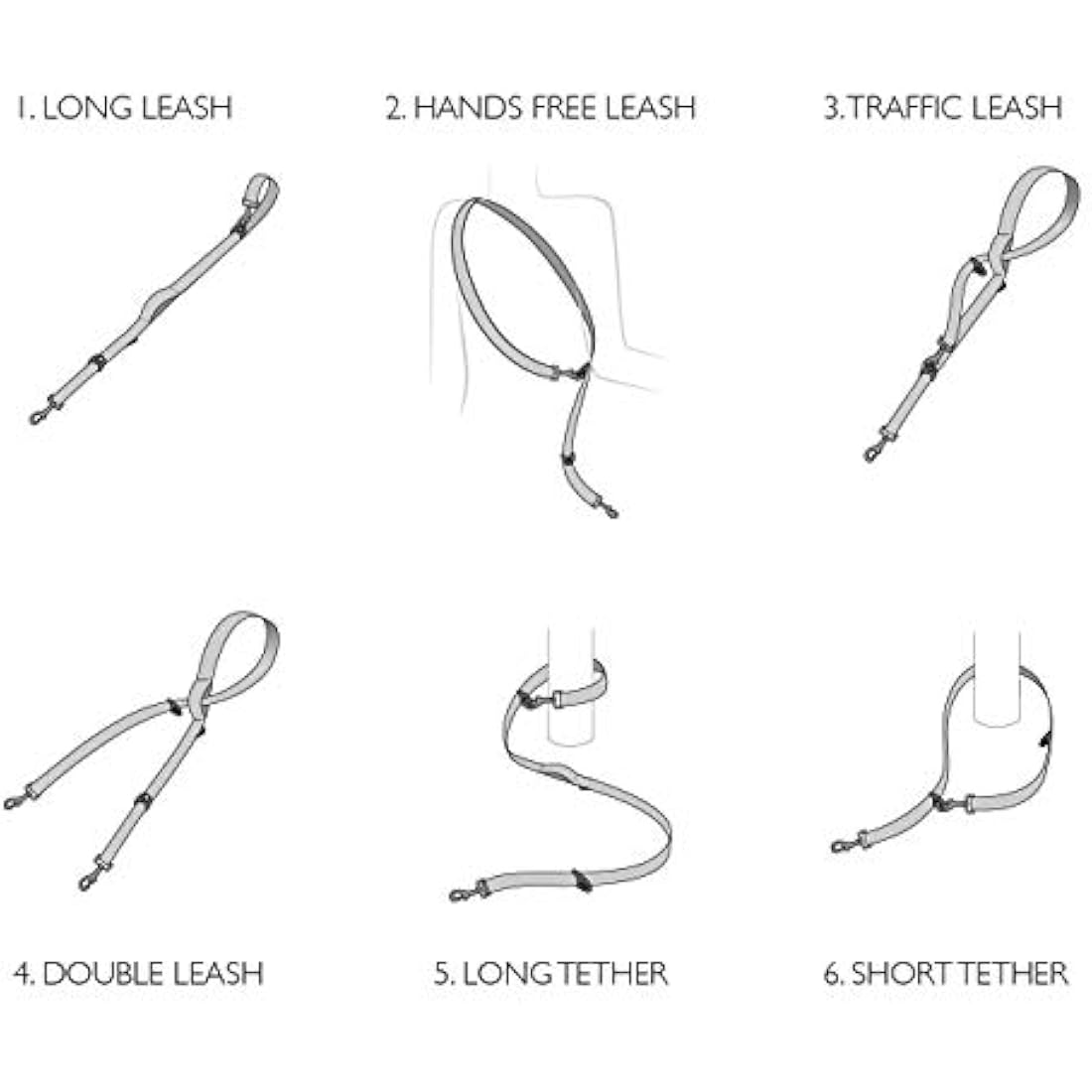 EzyDog Vario 6 Multi-Function Dog Lead, 3-6 foot, Black