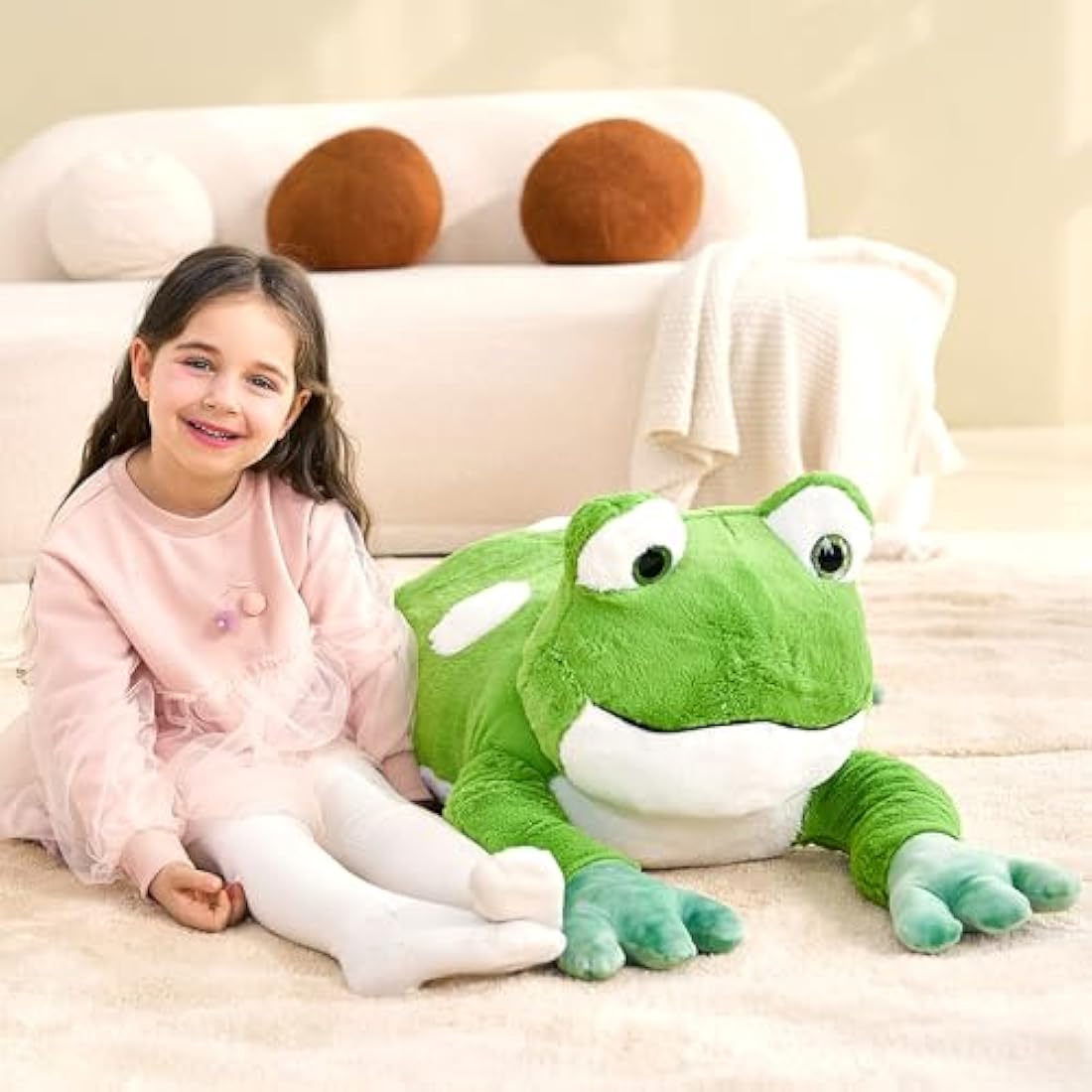 IKASA Giant Frog Stuffed Animal Plush Toys,78cm Soft Toy Large Cute Huge Big Size Jumbo Kawaii Fluffy Plushy Froggy Fat Plushie,Gifts for Kids