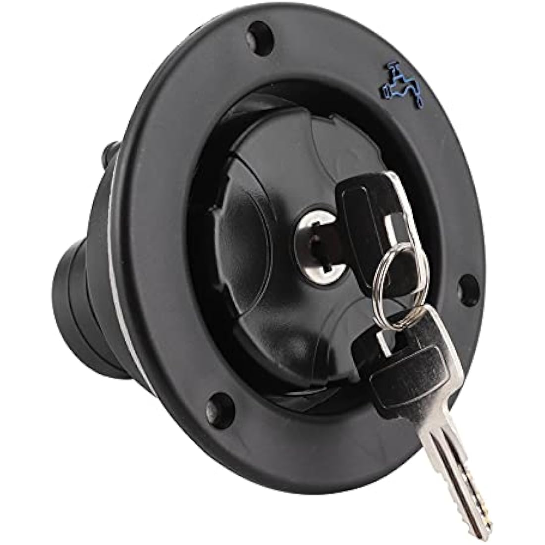 RV Fresh Water Locking Cap, Round Freshwater Inlet Lockable Leakproof Water Filler Cap with 2 Keys for RV Caravan Motorhome, Black