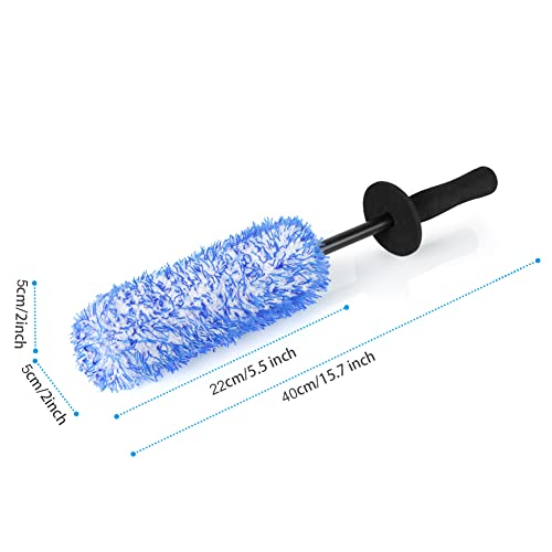 URAQT Car Wheel Brush, No Metal Wheel and Rim Detailing Brush, Car Wheel Cleaning Brush, Soft Dense Alloy Wheel Brush, Suitable for Wheels and Rims of Cars/Motorcycles/Bicycles (Black)