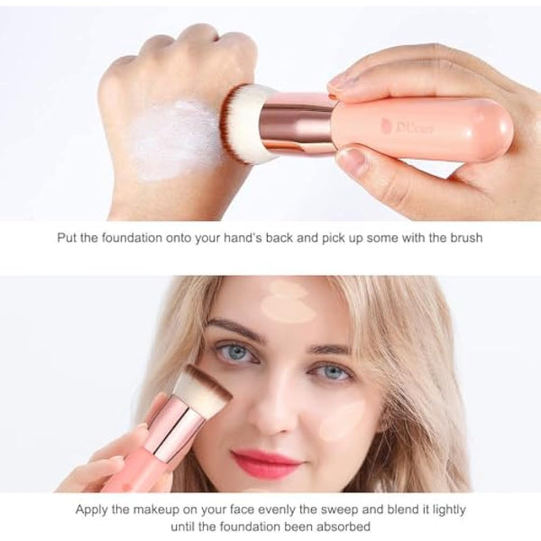 DUcare Make Up Brush Foundation Kabuki Flat Top Makeup Brushes Perfect For Blending Liquid, Cream or Flawless Powder Cosmetics - Buffing, Stippling, Concealer (Rose)