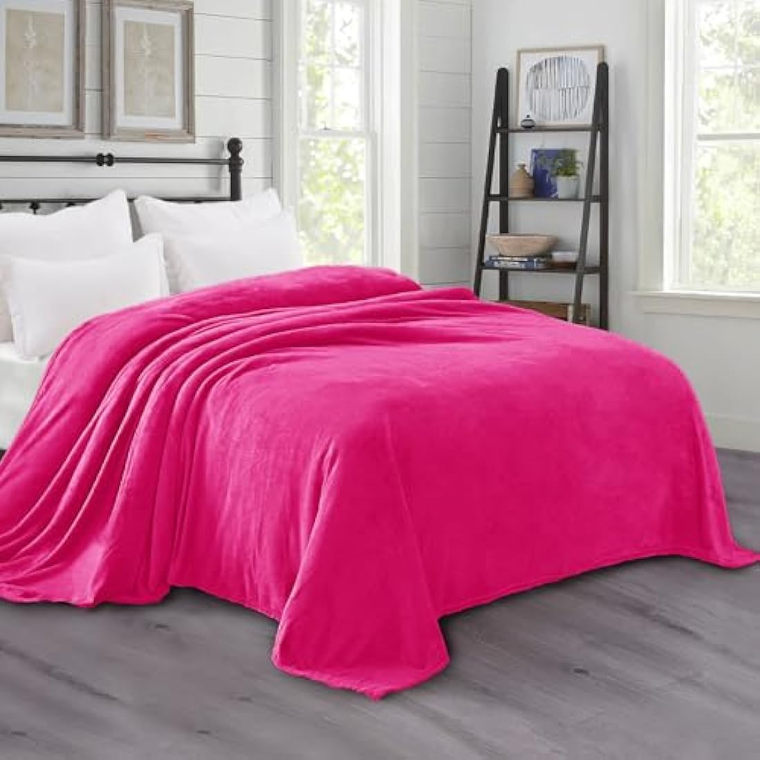 Exclusivo Mezcla Fleece Blanket Double Size for Bed, Super Soft and Warm, All Season Use, Cozy, Plush, Lightweight, 230x168 CM, Hot Pink