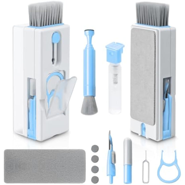 Alyvisun 11 in 1 Laptop Cleaning Kit, Multifunctional Keyboard Cleaner Brush with Keycap Puller, for Tablet, Earphones, Computer, Blue