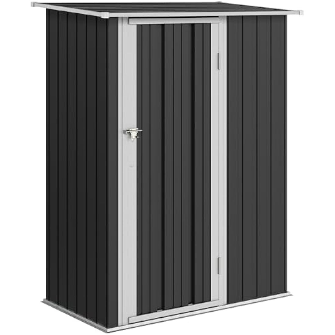 Outsunny 5ft x 3ft Metal Garden Storage Shed, Outdoor Tool Shed with Sloped Roof, Lockable Door for Tools, Equipment, Grey