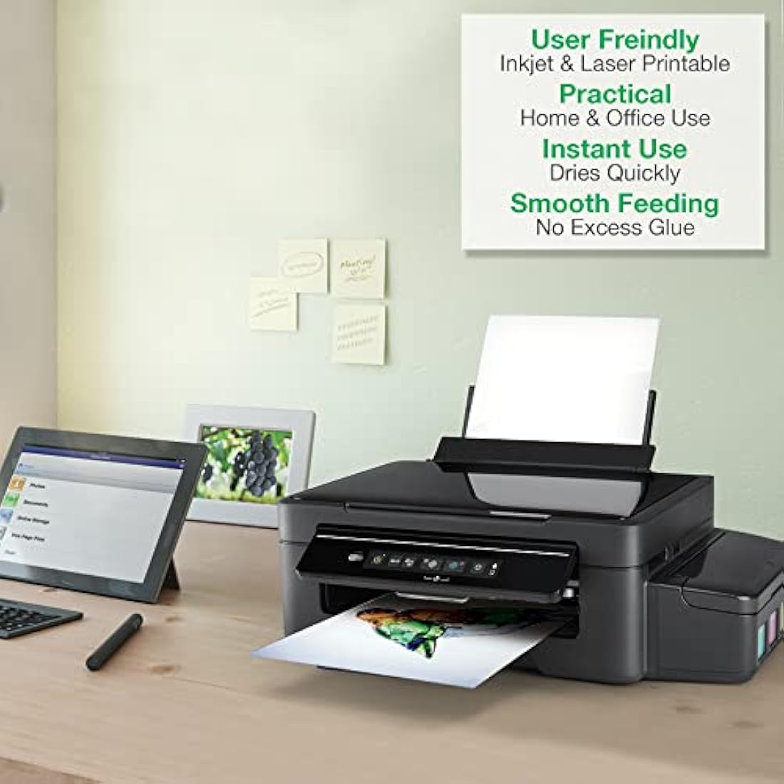 Evergreen Goods 50 Sheets Glossy Low Opacity Sticker Vinyl Labels | Waterproof Inkjet & Laser Printable Translucent Self Adhesive | Make Your Own Stickers | Sticky Back Clear PVC