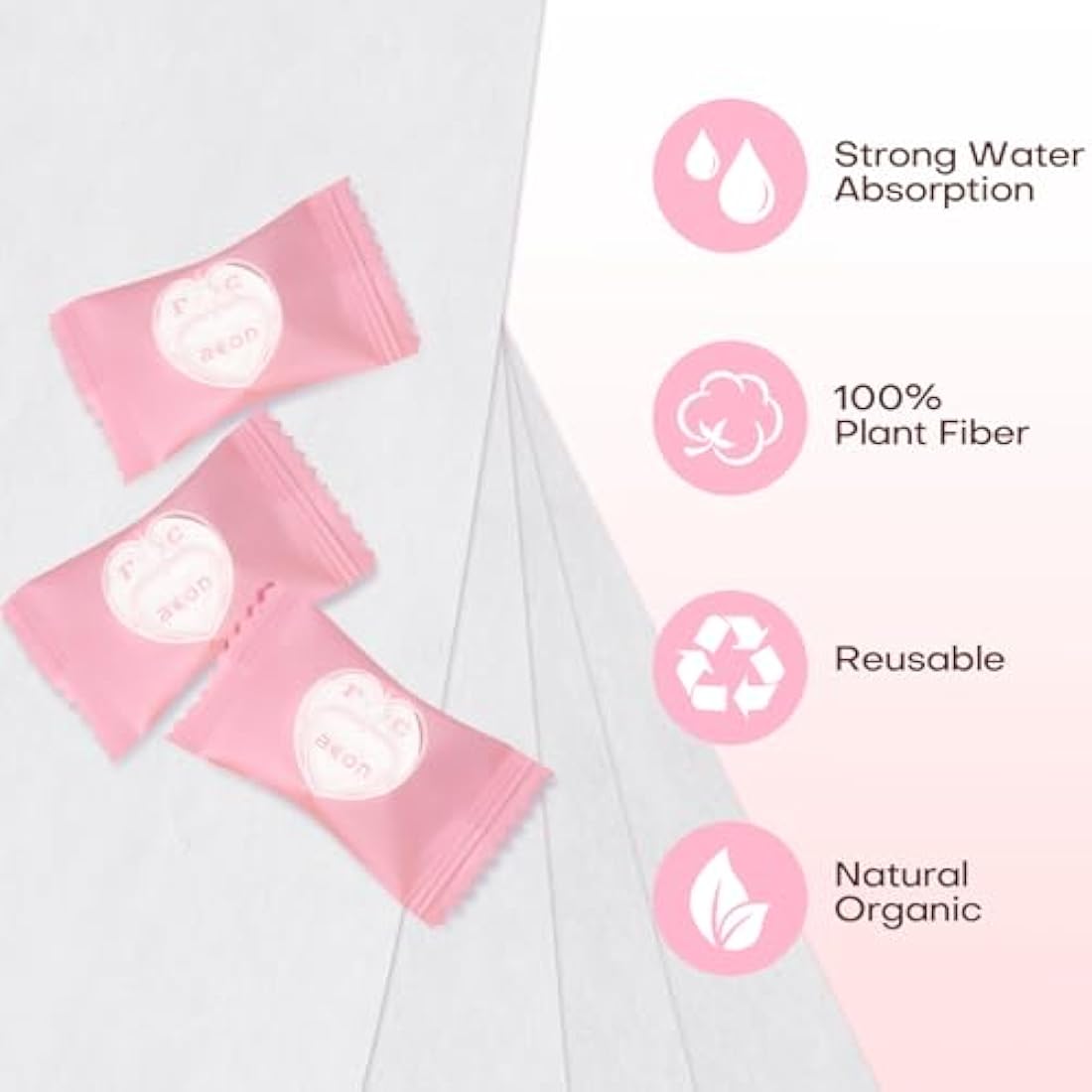 FCAEON Disposable Face Towel 23x19cm 300PACK Individually Wrapped Compressed Cleansing Travel Size Towel Cleansing Wipes Tablets Personal Care Coin Towelettes for Beauty & Personal Care (Pink)