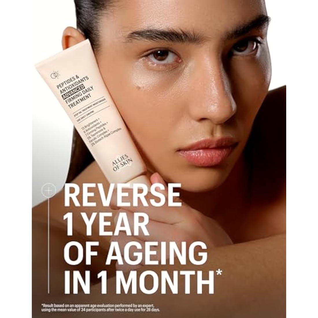 Allies of Skin Peptides & Antioxidants Advanced Firming Daily Treatment with 13 Brighteners, 9 Antioxidants, 7 Firming Peptides, 5% Teprenone & Ferulic Complex and 3% Biotech Algae Complex 48ml/1.6oz