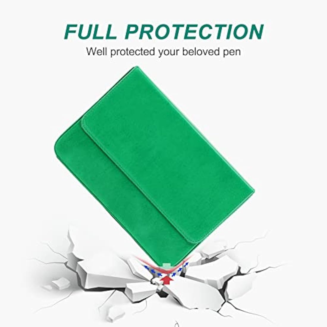 Hiram Leather Pen Case for 12 Pens Vegetable Tanned Leather Fountain Pen Storage Box with Hidden Magnetic Snap Closure and Pen Tray Design (Green)
