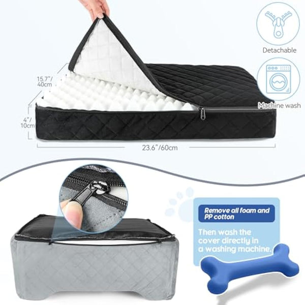 Dog Car Seat for Medium/Large Dogs, Dog Booster Seat for Dog Under 50lbs or 2 Small Dogs, Detachable and Washable Pet Car Seat, Multi-Functional Travel Dog Bed & Dog Sofa(Black/Grey)