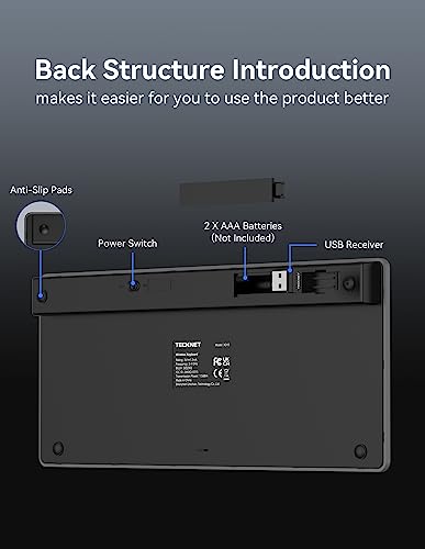 TECKNET 2.4G Wireless Keyboard For Windows/Chrome OS, UK Layout Compact Mini Keyboard, Small Silent Whisper-Quiet Keyboards with 12 months Battery Life (Pink)