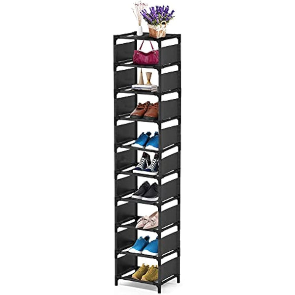 esonstyle 10 Tier Shoe Rack Metal Narrow Shoe Rack For 10 Pairs Tall Shoe Rack Space Saving Shoe Organizer for Living Room Entryway Hallway and Cloakroom