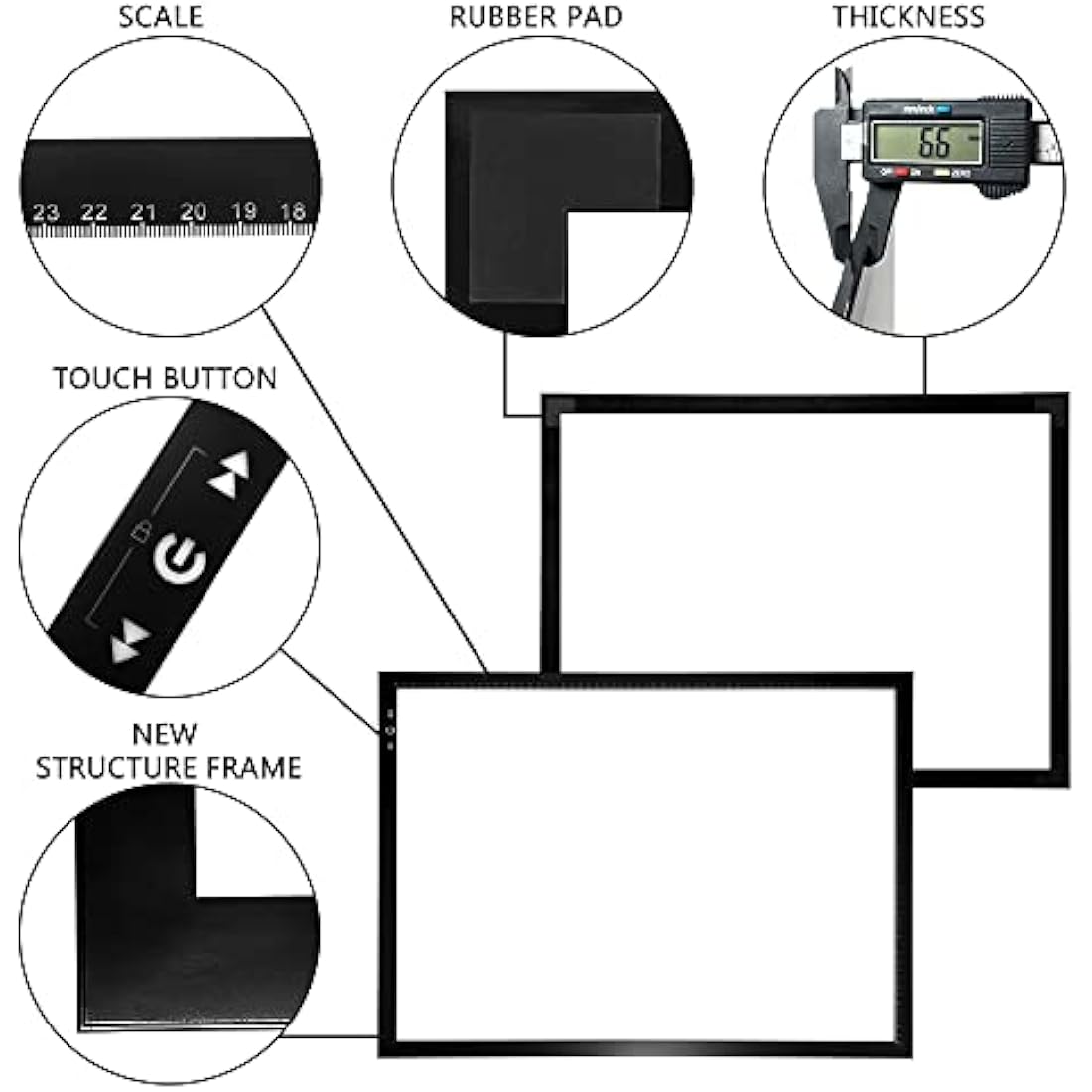 HSK A2 Artist tracing Light Box Copy Table,12V2A Adapter Power Dimmerable 5000 Lux Lock Button Artcraft Light Pad for Tatto Drawing, Sketching, Animation,Diamond Painting