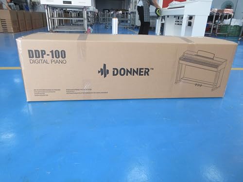 Donner Digital Piano 88 Key Weighted DDP-100 88-Key Weighted Action Digital Piano, Beginner keyboard piano Bundle with Furniture Stand, Power Adapter, White