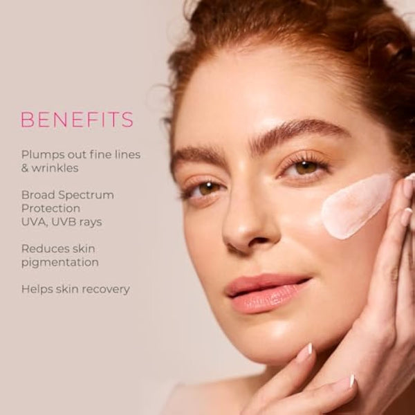 Ella & Jo Plump & Protect Day Cream, SPF 30 + UVA/B Protection, Hyaluronic Acid, Ceramides & Glycerin, Anti-Blue Light Filter, Hydrating Face Moisturiser