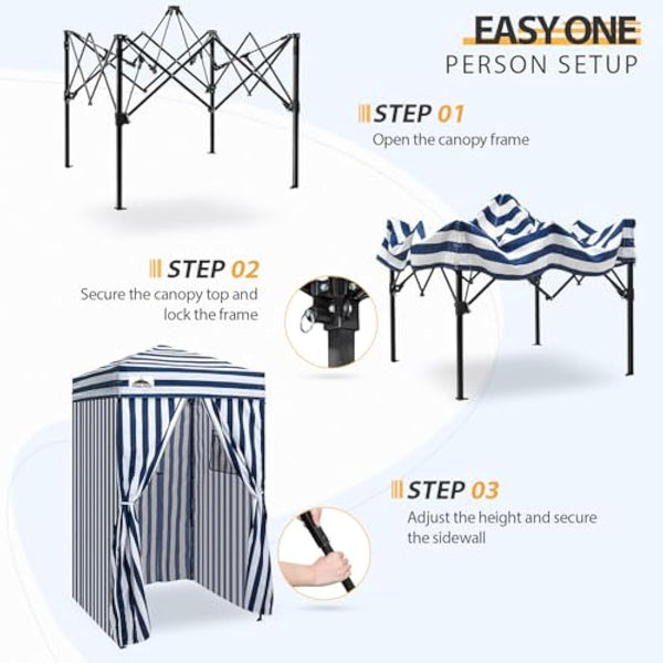 EAGLE PEAK Flex Ultra Compact 1.2m x 1.2m Pop-up Changing Room Canopy, Portable Privacy Cabana for Pool, Fashion Photoshoots, or Camping Blue/White
