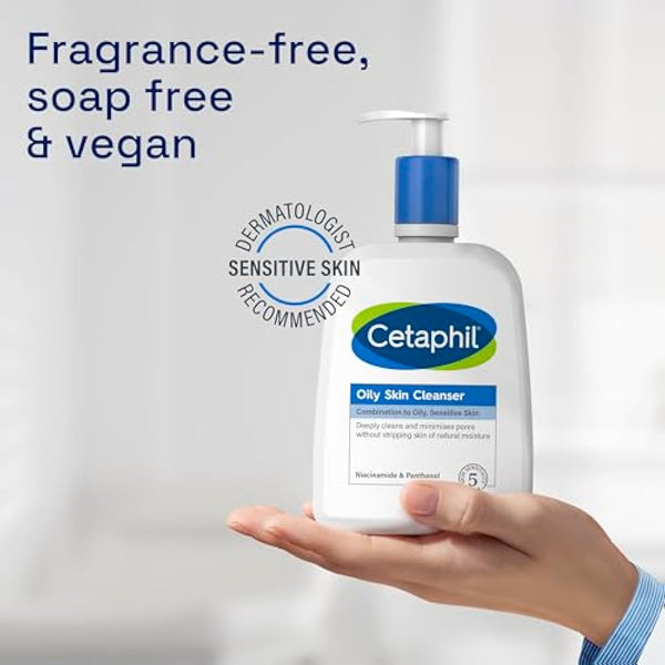 Cetaphil Oily Skin Cleanser, 473ml, Face Wash, For Combination to Oily Sensitive Skin, With Niacinamide