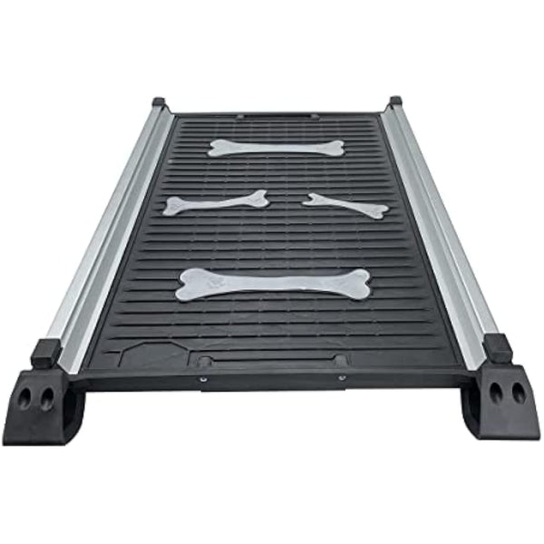 KATSU Tools Dog Ramp, 150lbs Loading Capacity, Aluminum Alloy Portable Foldable Lightweight Anti-Slip Ramp, 71-156cm, Black/Silver 699900