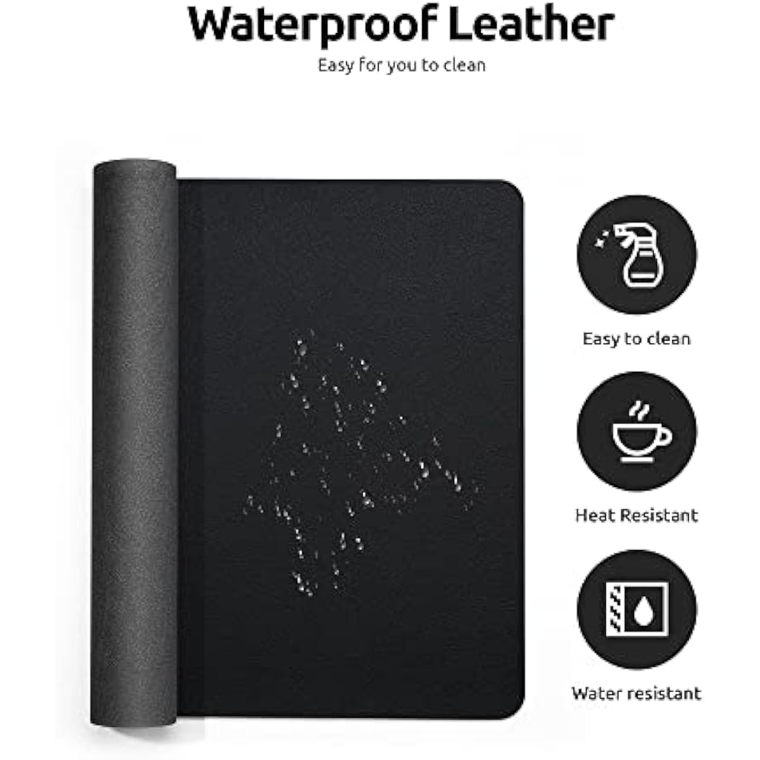 YSAGi Leather Desk Mat, Large Mouse Mat, Non-Slip Desk Pad, Waterproof PU Leather Table Protector Writing Pad for Office and Home (90 x 43 cm, Black)