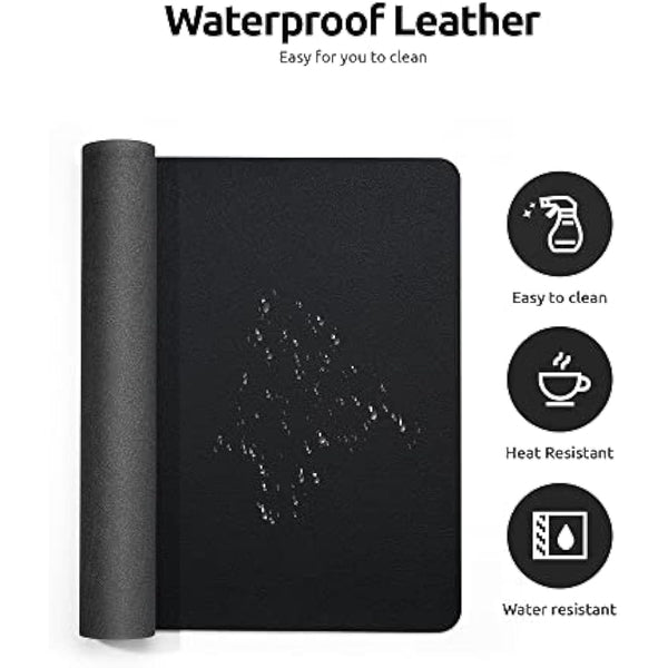 YSAGi Leather Desk Mat, Large Mouse Mat, Non-Slip Desk Pad, Waterproof PU Leather Table Protector Writing Pad for Office and Home (90 x 43 cm, Black)
