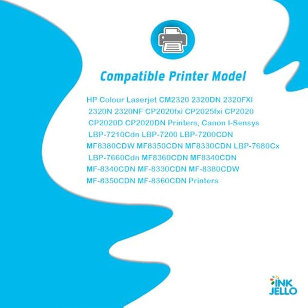 Inkjello Compatible Toner Cartridge Replacement for HP Colour LaserJet CM2320 CM2320fxi CM2320n CM2320nf CP2020 CP2025 CP2025dn CP2025n CC530A CC531A CC532A CC533A CRG 718 (BK/C/Y/M, 4-Pack)